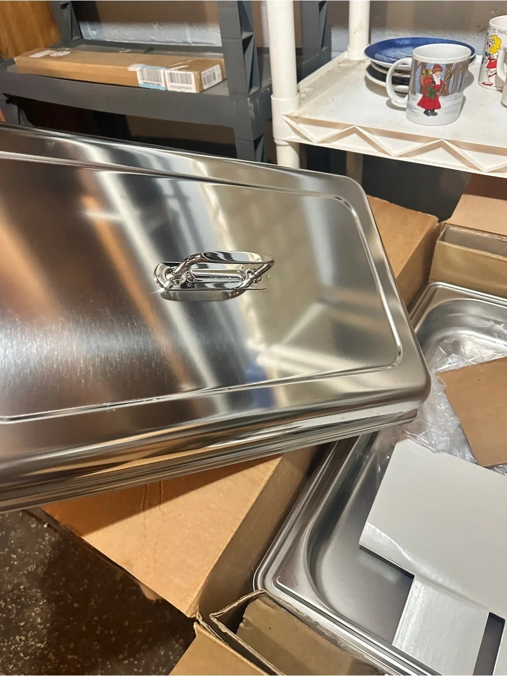 Stainless Steel Roasting Pan with Lid - Sleek Silver Finish